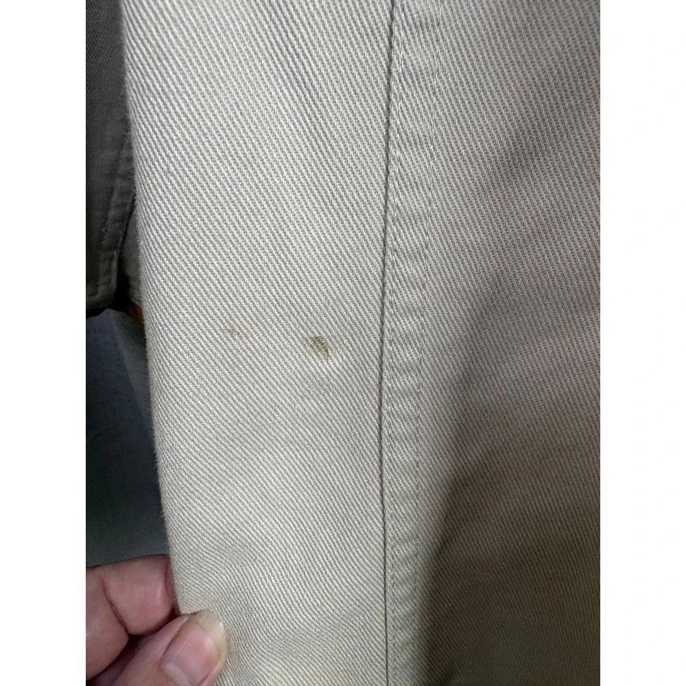 Orvis Mens 46T Cotton Field Jacket Leather Elbow Patches Khaki Tan Sport Coat